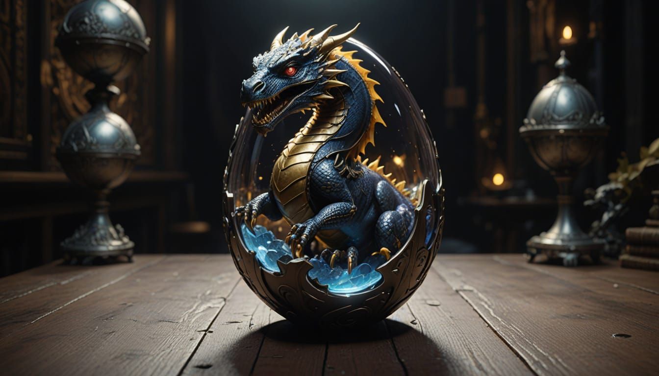 Sorcerer Hatching Dragon Egg in Dark Fantasy Style