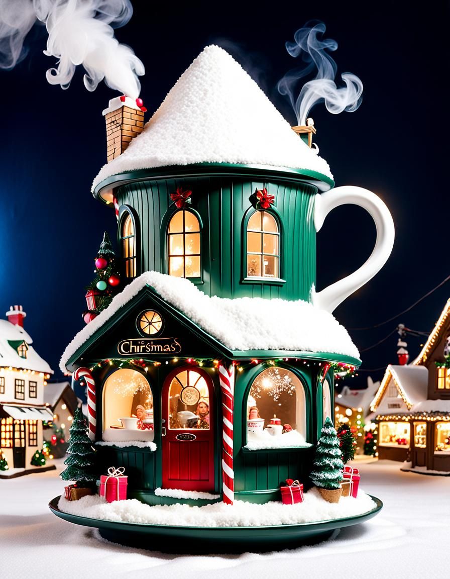 Christmas Cafe Coffee Mug in Ellen Jewett Style