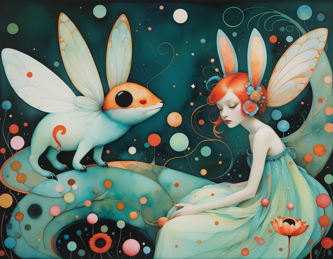 Magical Alcohol Ink Arabesque in Triadic Colors