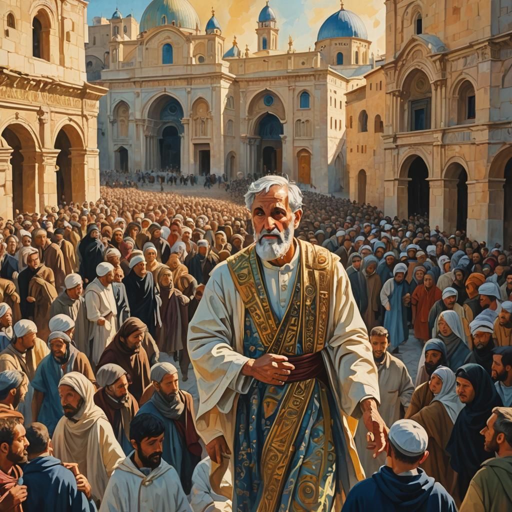 Saint Peter in Jerusalem: Gouache-Style Christian Iconograph...