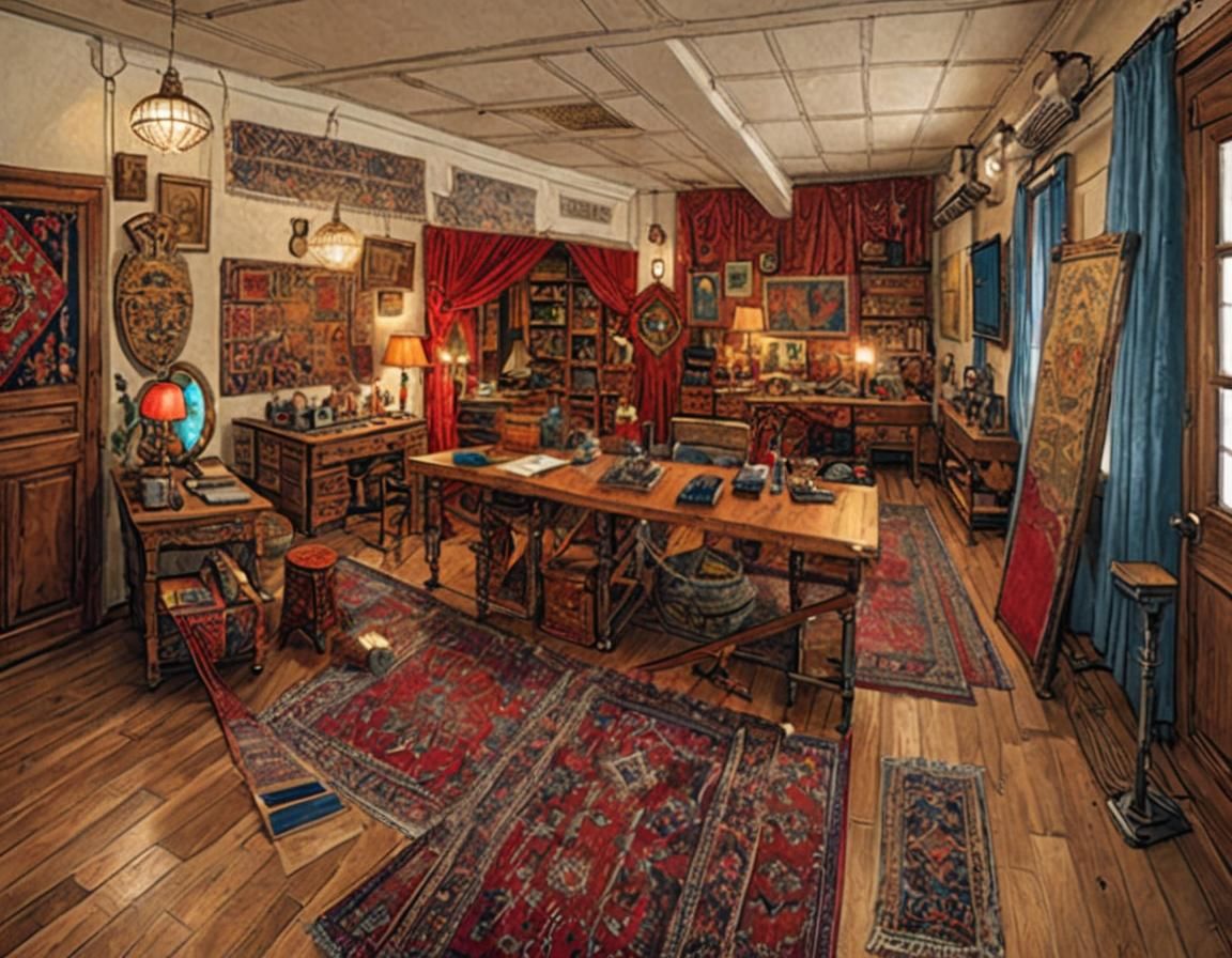 Magician's Workshop with Mood Lighting and Armor