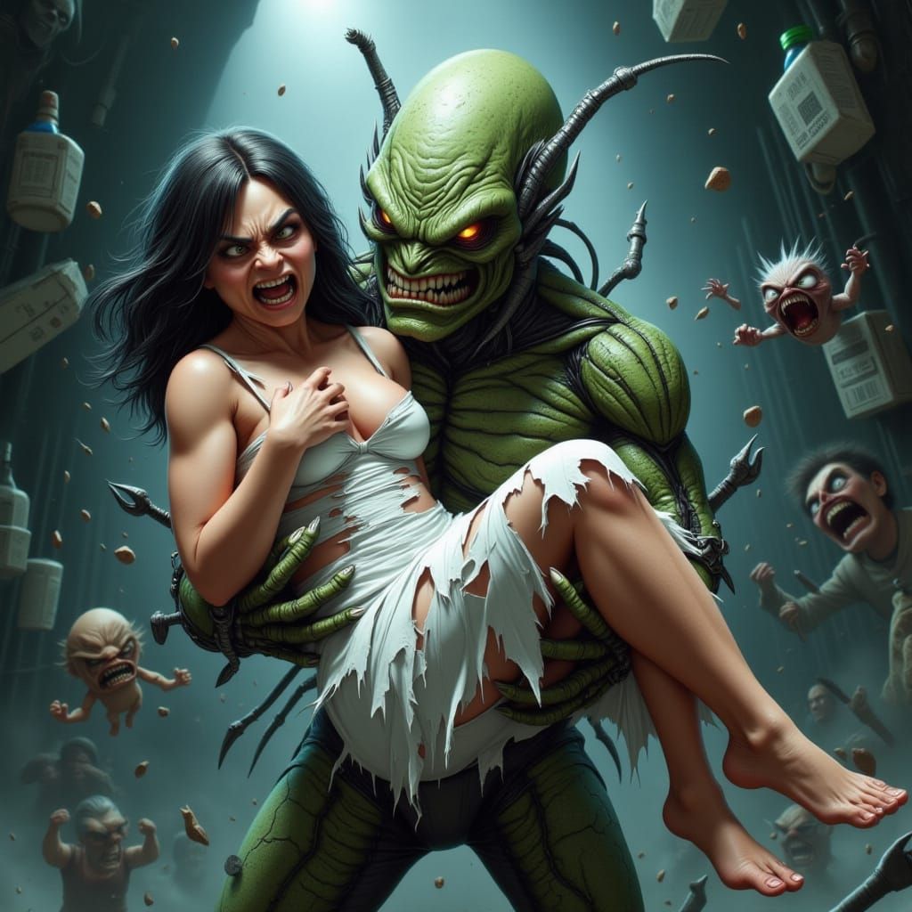 Mysterious Alien Encounter in Dark, Cinematic Style