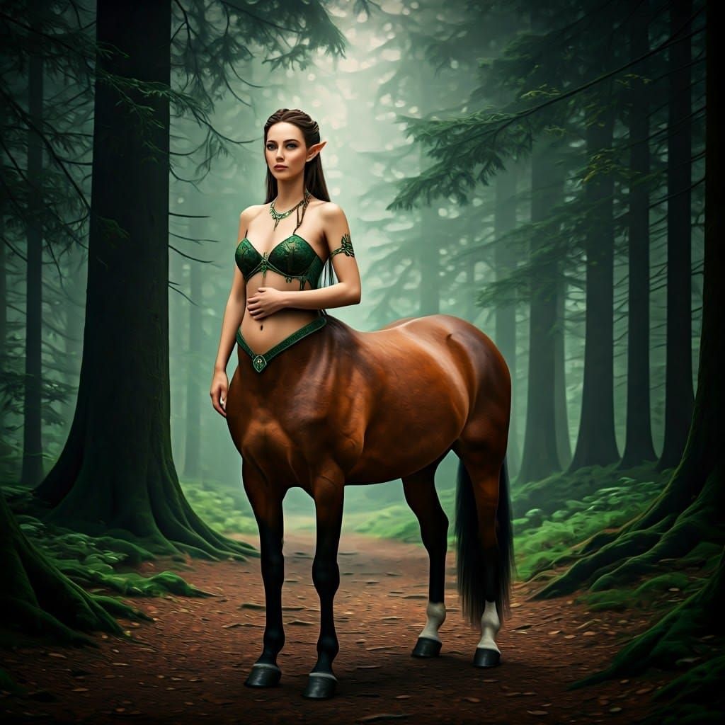 Graceful Centaur in Mystical Forest: Cinematic Film Still