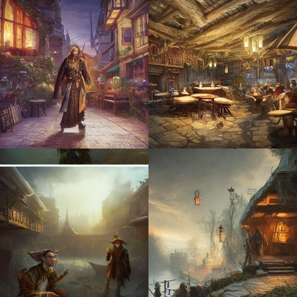 Detailed Fantasy Elf in Colorful Tavern