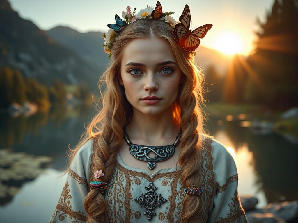 Norse Goddess Radiates Ethereal Aura in Hyper-Realistic Suns...