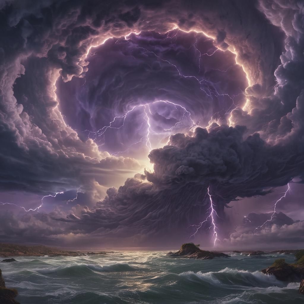 Surreal Tornado Whirlpool in a Mystical Landscape