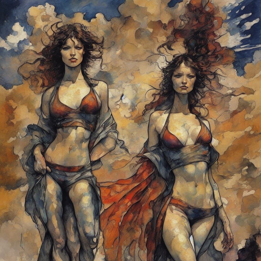 Post-Apocalyptic Woman in Dynamic Pose, Penciled Comic Style