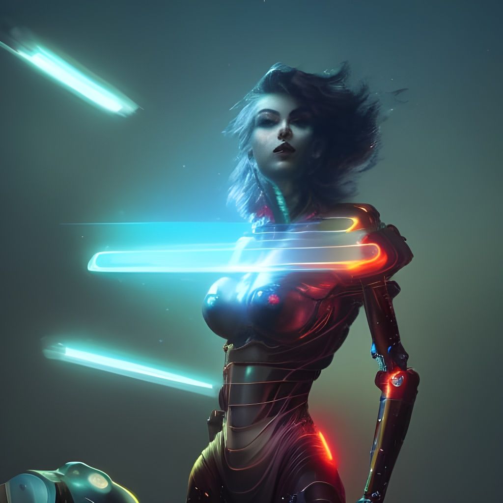 Sci-Fi Heroine Fighting in Dystopian Wasteland