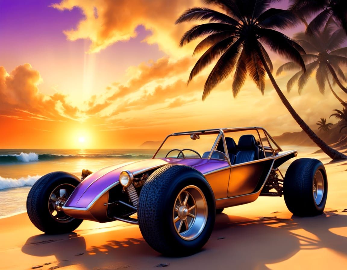 Retro-Futuristic Beachside Hot Rod