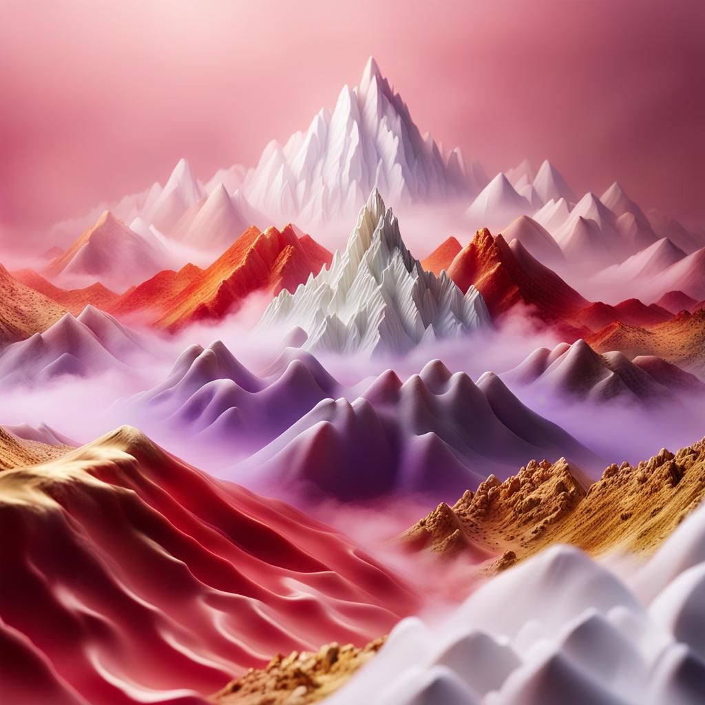 Surreal Miniature Mountains in Studio Lighting