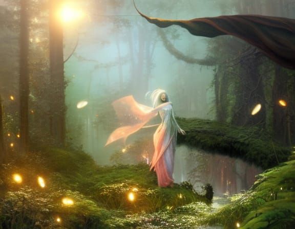 Mysterious Enchanted Forest with Electric Fumes
