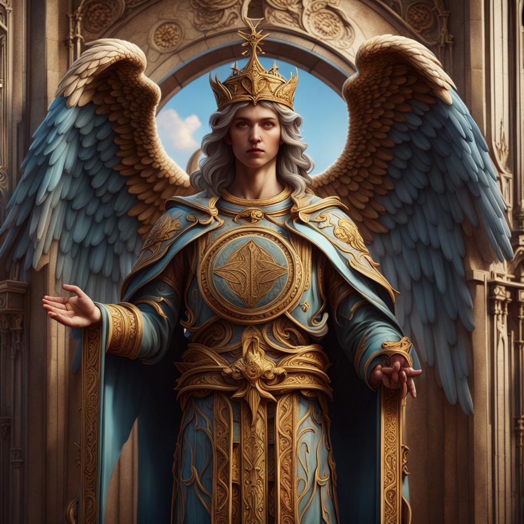 Archangel Uriel Church Icon in Detailed Matte Style