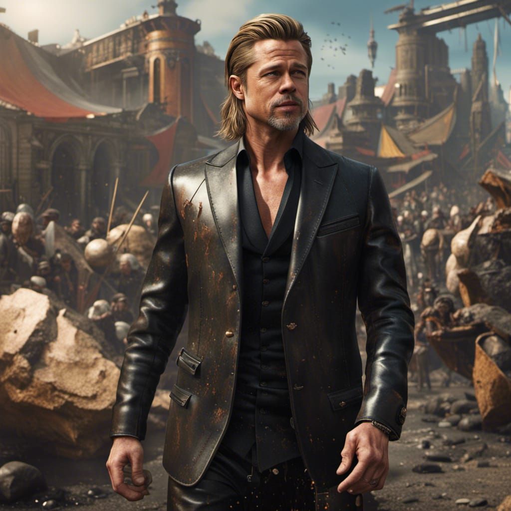 Brad Pitt in Leather Business Suit, Digital Art