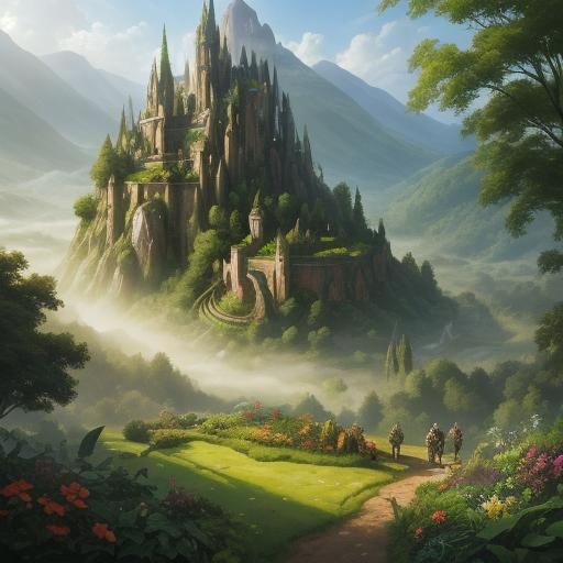 Jolly Green Giant's Valley in Oil Painting Style