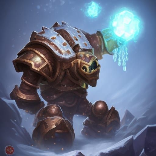 Detailed Ice Golem with Iron Spikes, Hearthstone Art