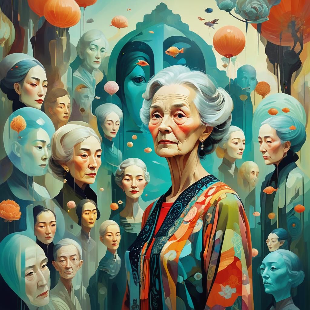 Ancestral Portraits: Surreal Dreamscape of an Elder Woman