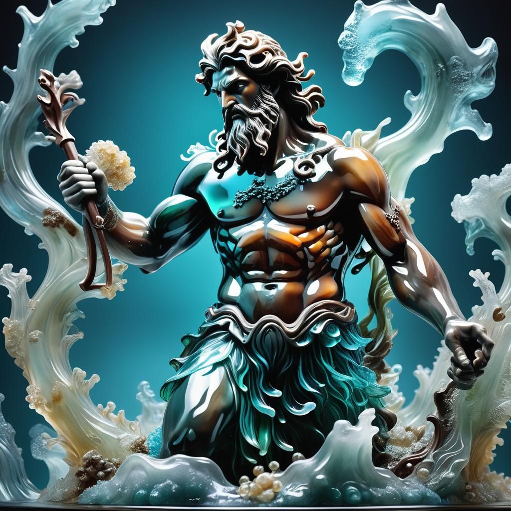 Translucent Jell-O Sculpture of Poseidon