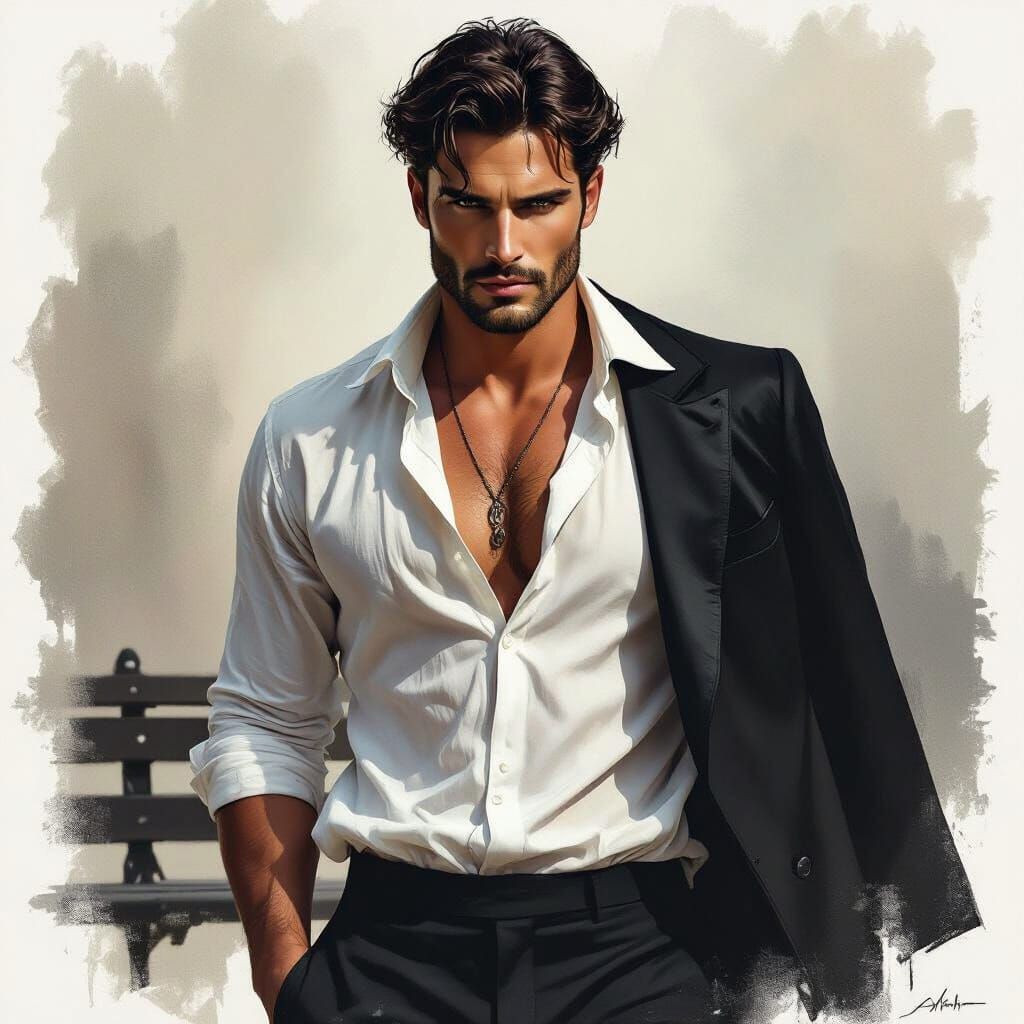 Ethereal Man in Moonlight: Gothic Romance