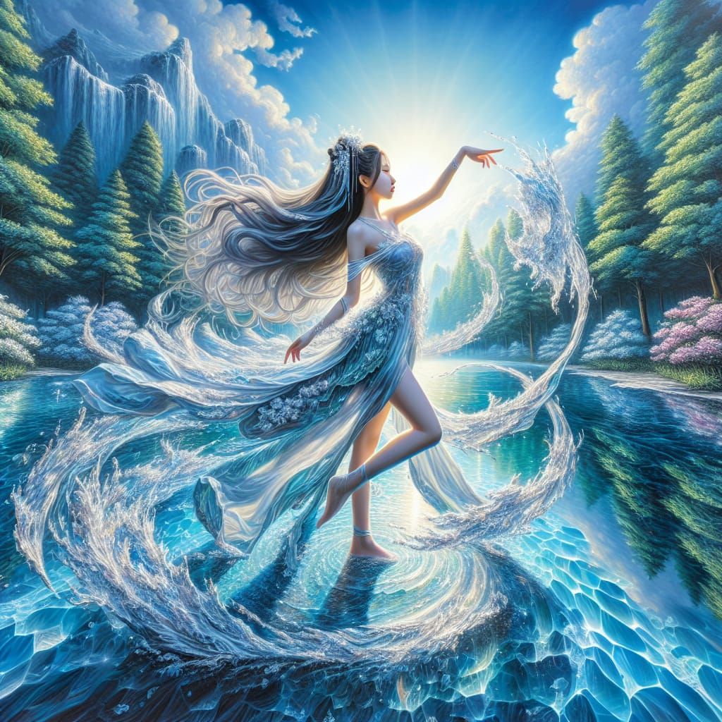 A highly detailed acrylic paint image of a beautiful young C...