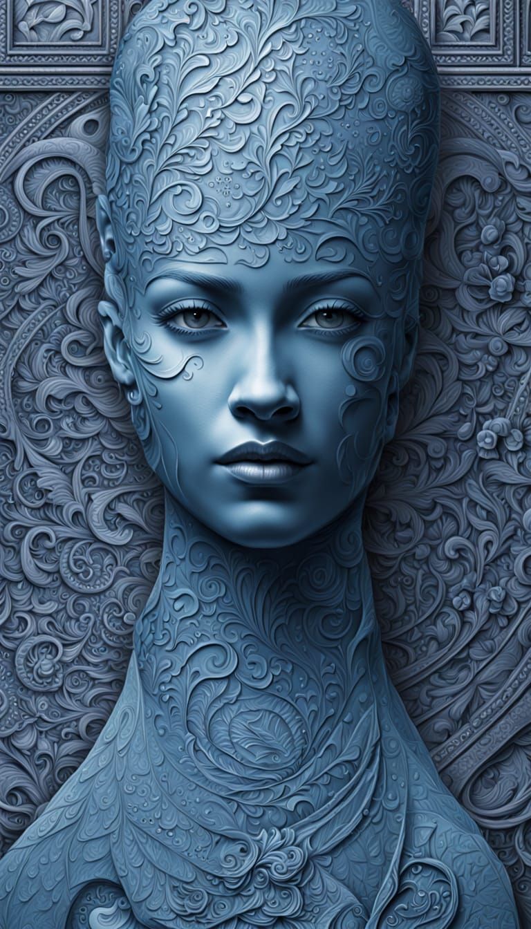 Grotesquepunk Woman Formed from Words in Digital Art