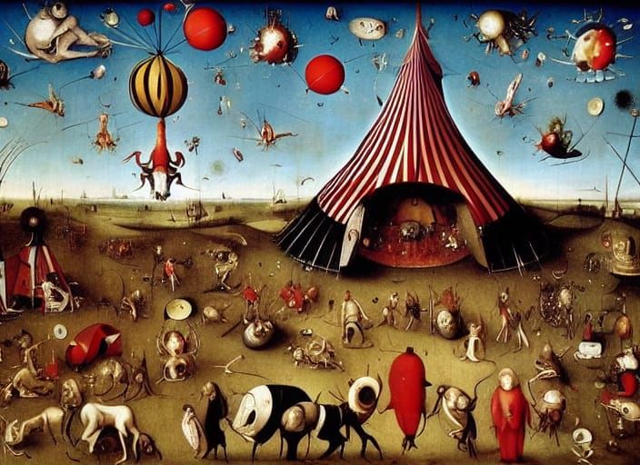 Fantastical Circus of Earthly Delights in Baroque Style