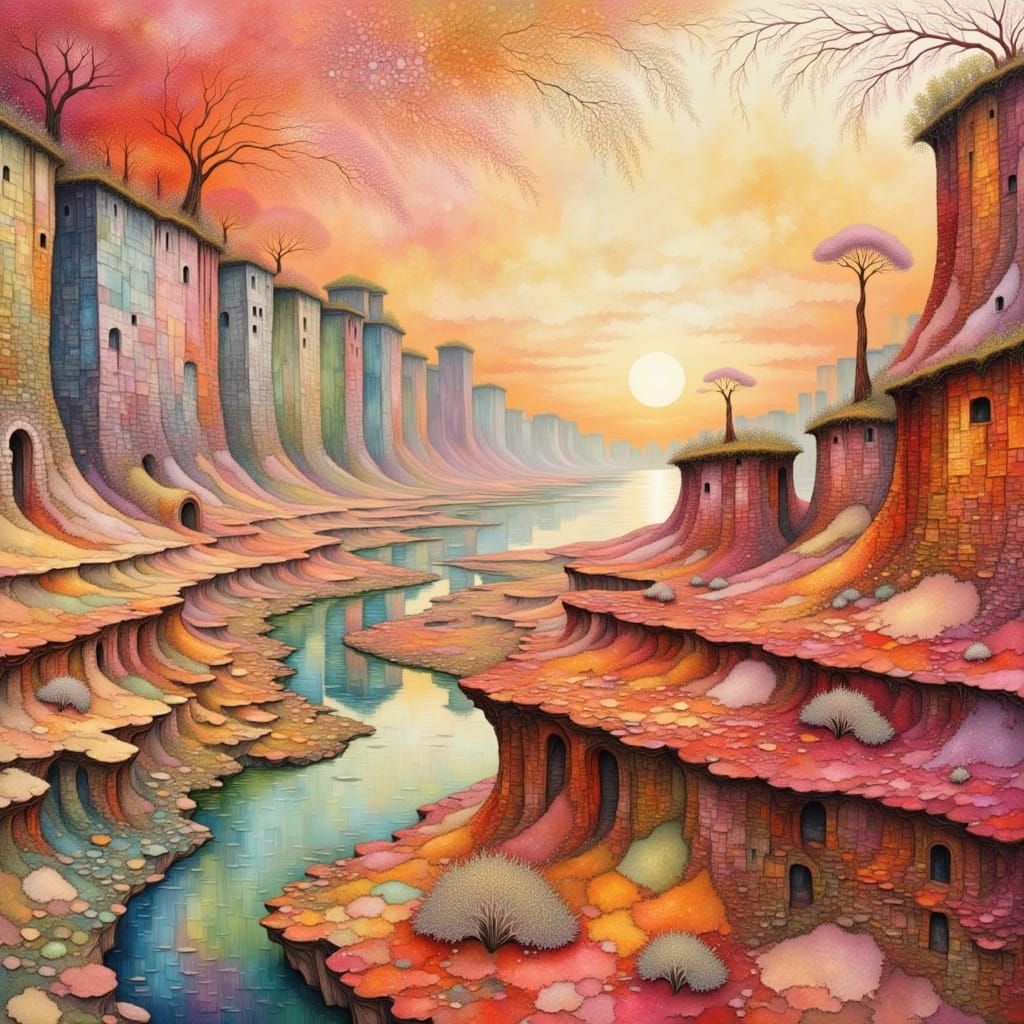 <lora:MILLENNIUM BONSAI:1.0> <lora:Intricacy Vibe:1.0> EXQUISITELY BEAUTIFUL FRACTAL DREAMSCAPE SUNSHINE SUN RAYS pinks ...