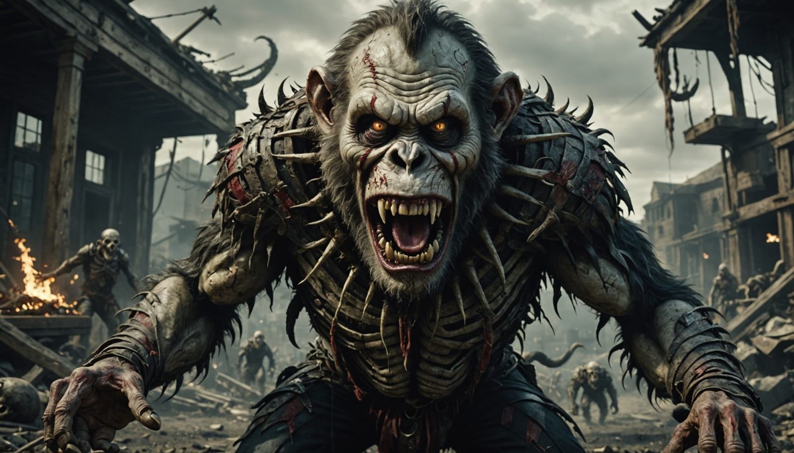 Zombie Monkey Clown Monster Emerges from Ground