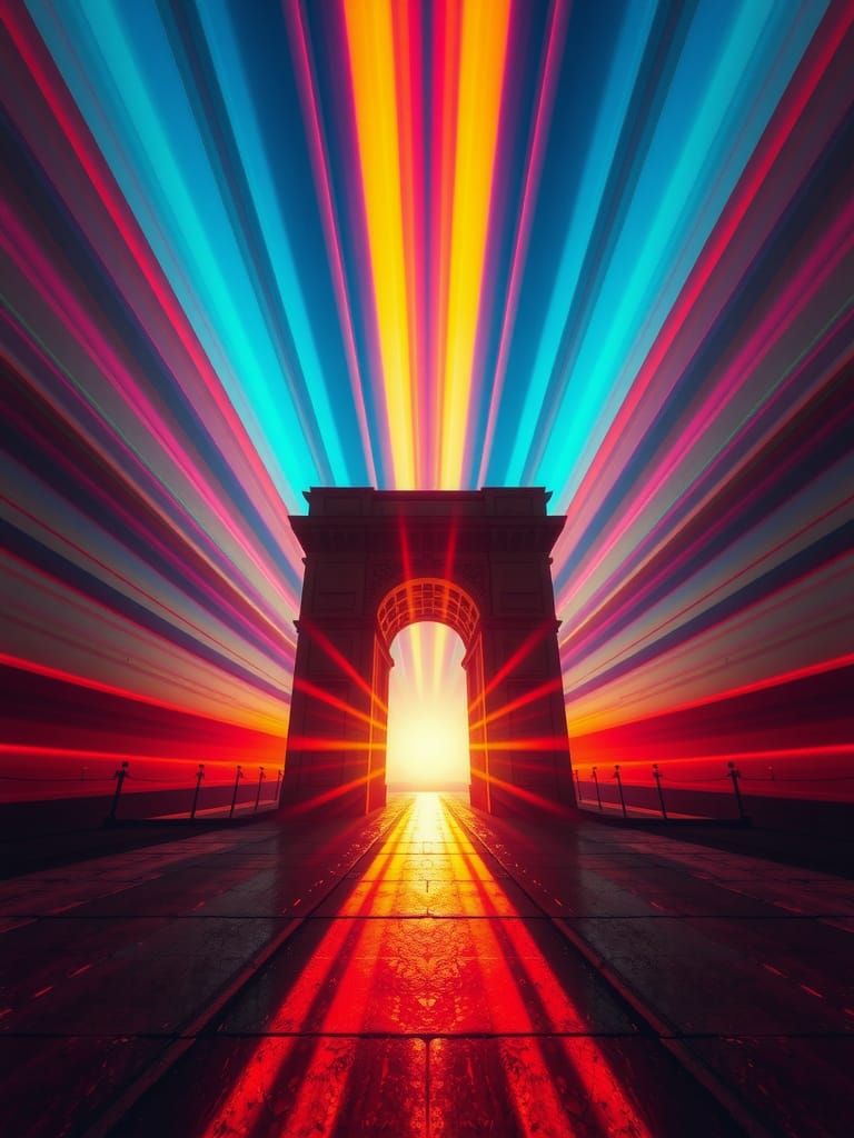 Surreal Chromatic Aberration Image of the Gates of Dawn