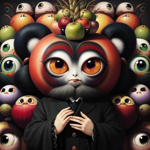 Surreal Still Life with Birds and Faces