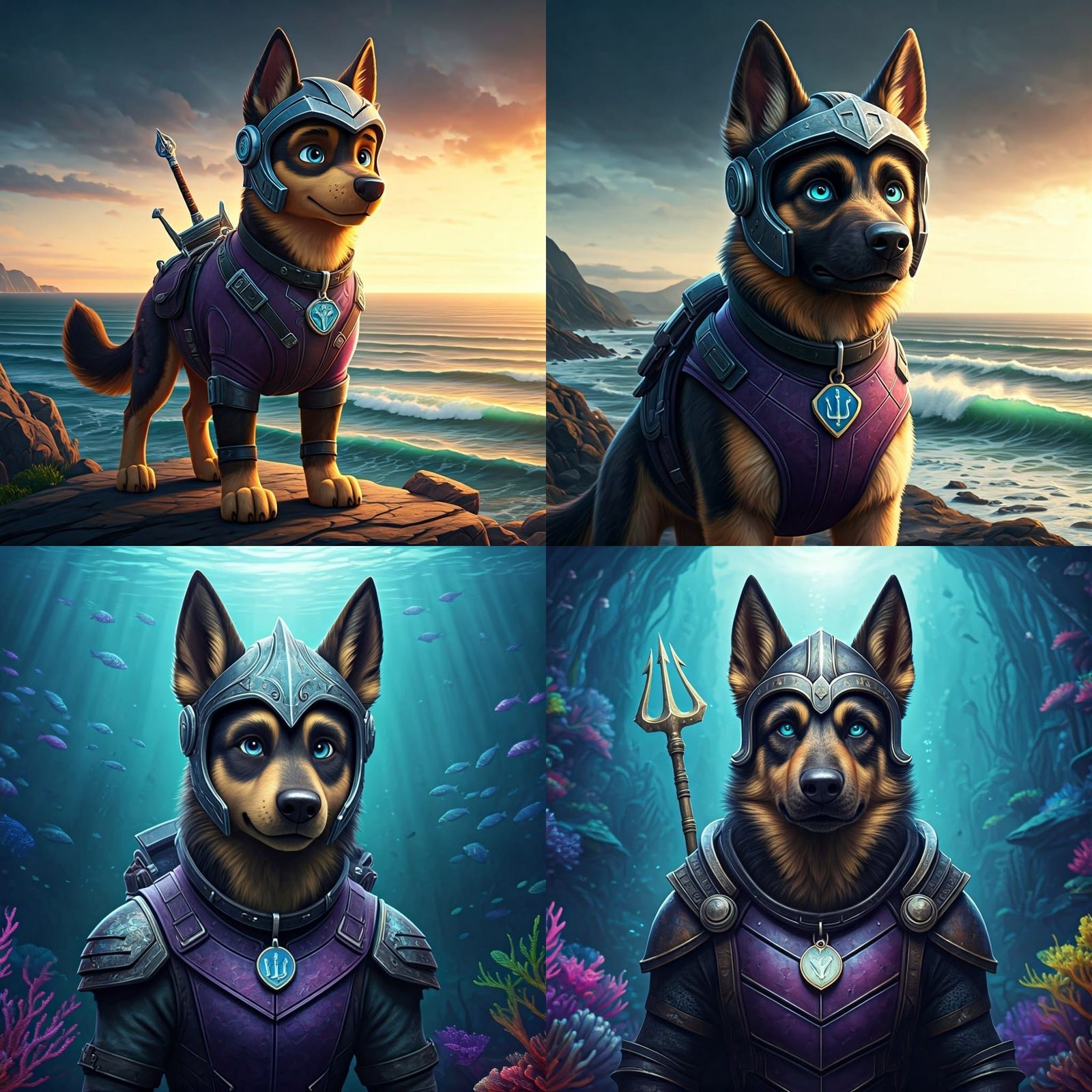 Archer: The Mer-Pup Shepherd in Paw Patrol Style