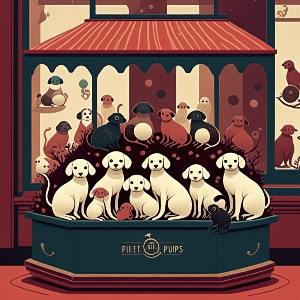 Puppies in a Pet Shop Window