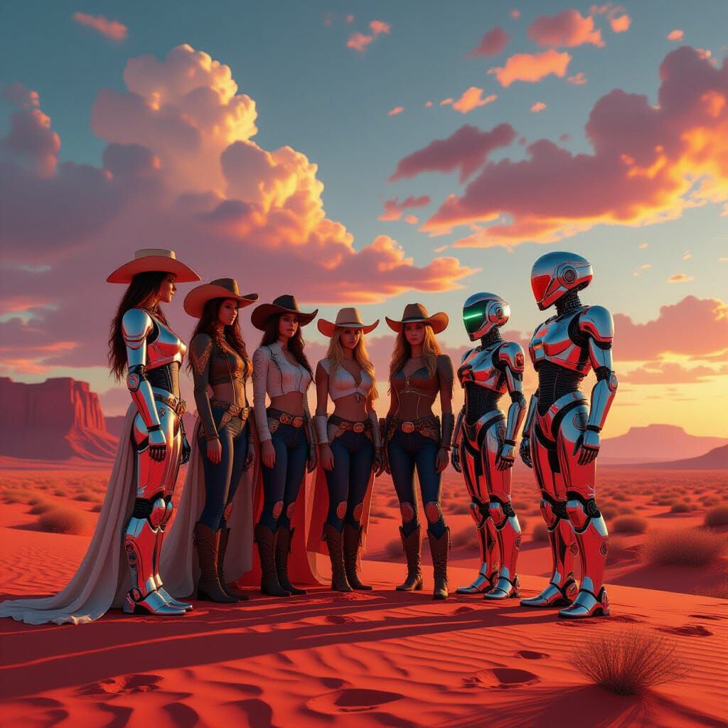 Cowgirls and Robots in a Red Desert