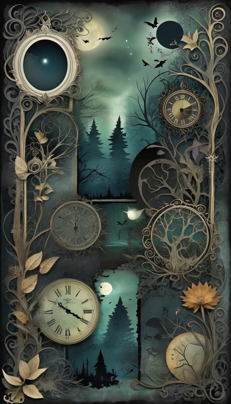 Gothic Forest Junk Journal Page: Anxious Morning