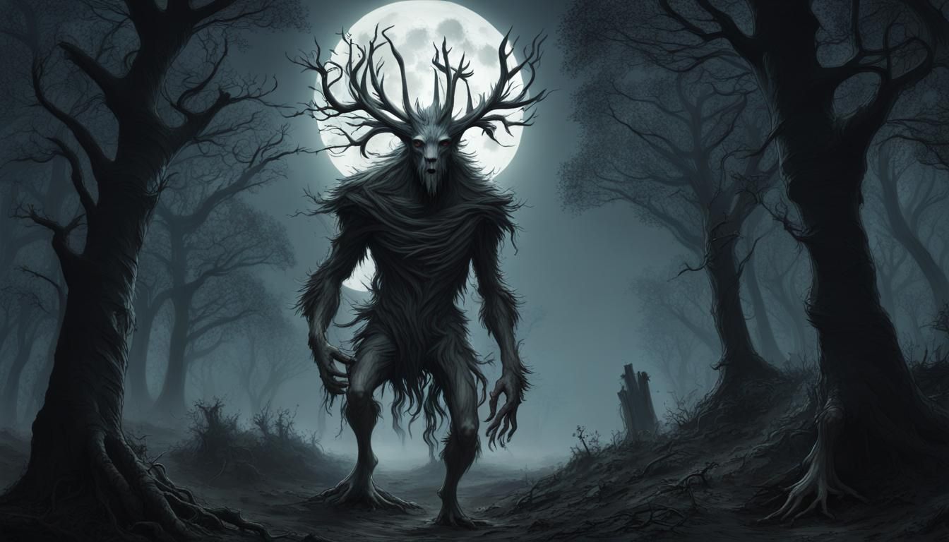 Leshen Monster in Forest at Night