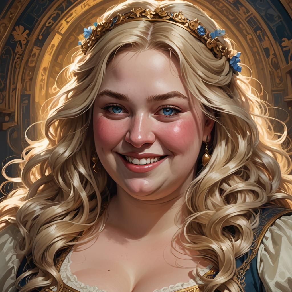 Plus-Size Juliet in School Theatre, Detailed Digital Art