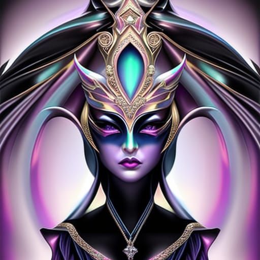 Alien Woman in Haute Couture: Hyper-Realistic Noir Portrait