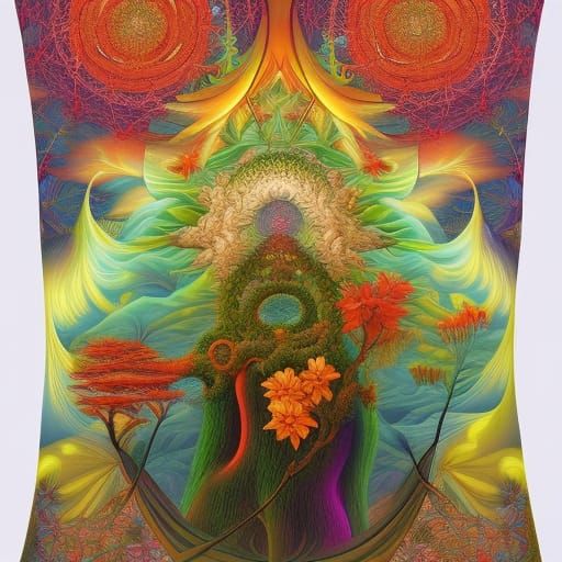 Winged Figure in Warped Sunset Perspective: Digital Art