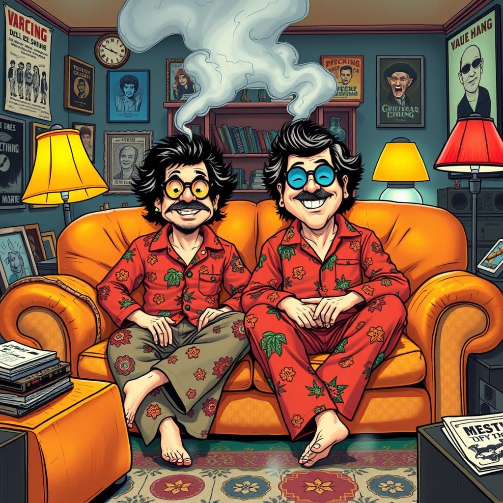 Cheech and Chong in Whimsical Pajamas