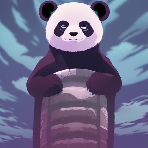 Skeleton Panda in Studio Ghibli Anime Style