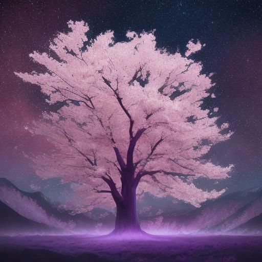 Extraterrestrial Cherry Blossoms in Expressionist Style