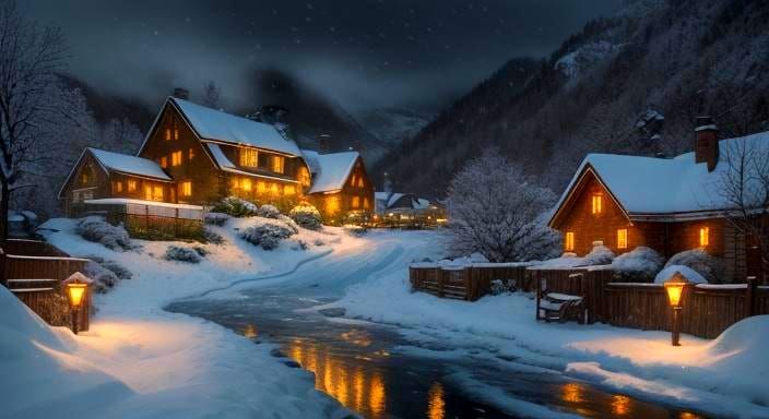 Charming Winter Village Scene for Christmas