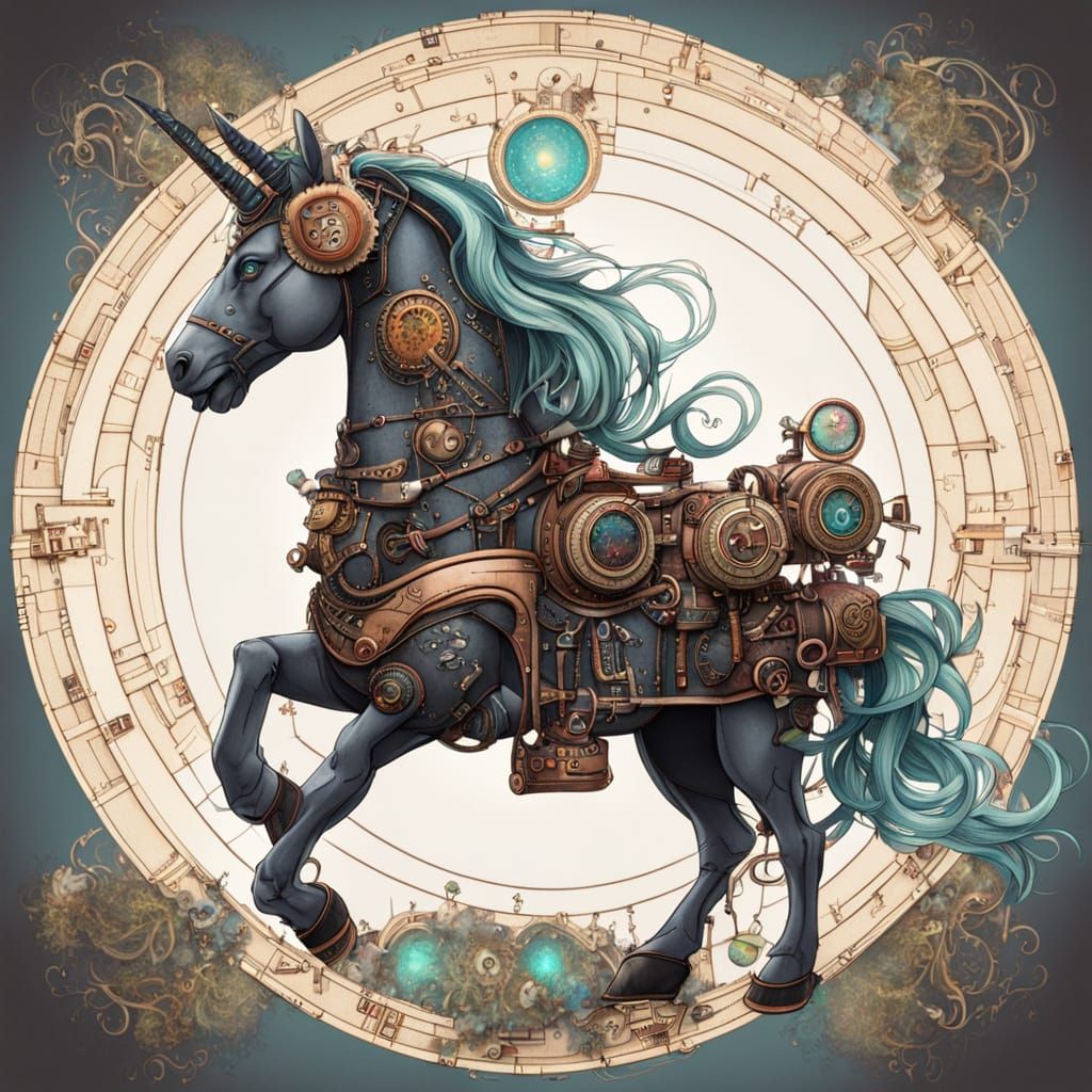 Steampunk Zen Unicorn in Majestic Digital Art
