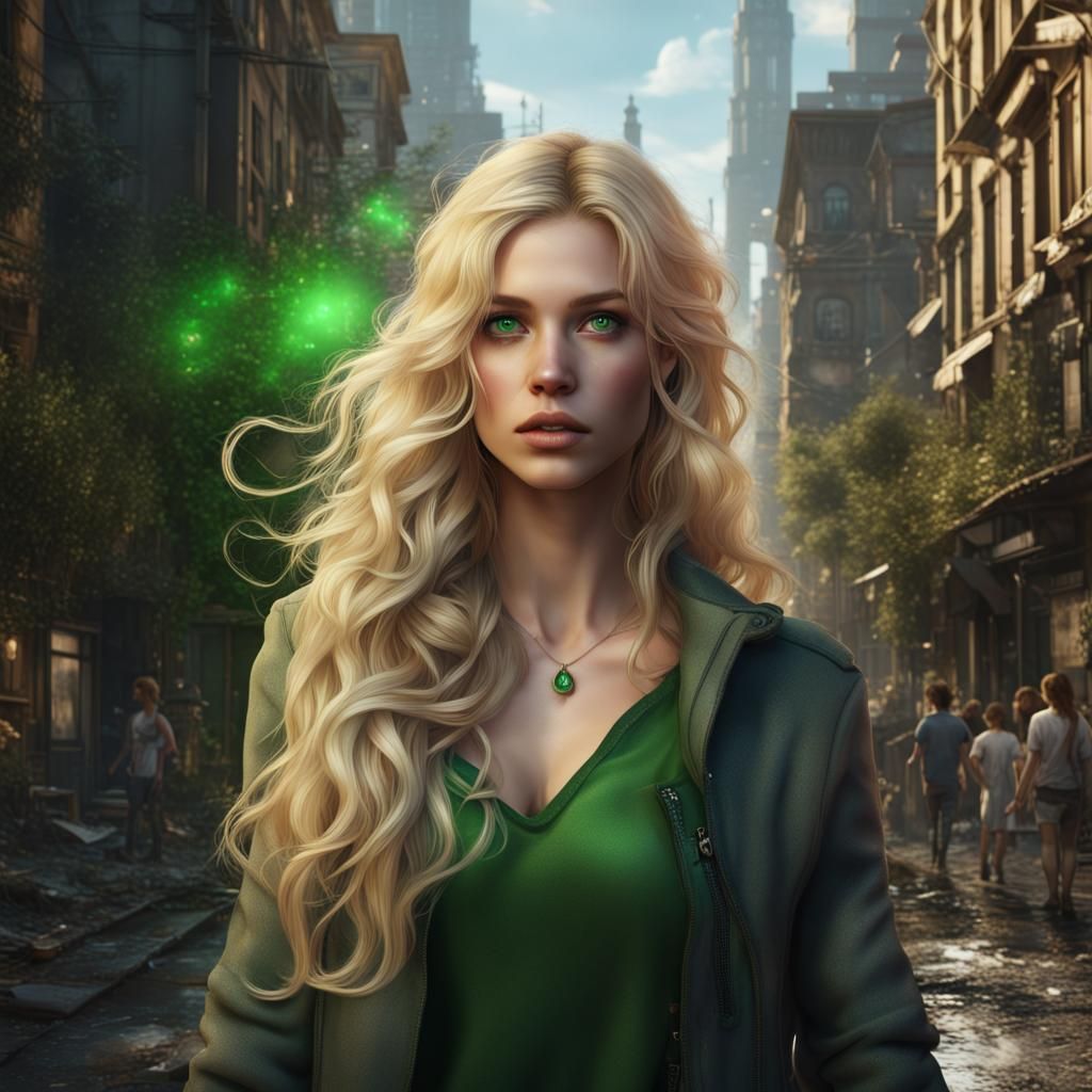 Blond Girl with Green Eyes: Fantasy Concept Art