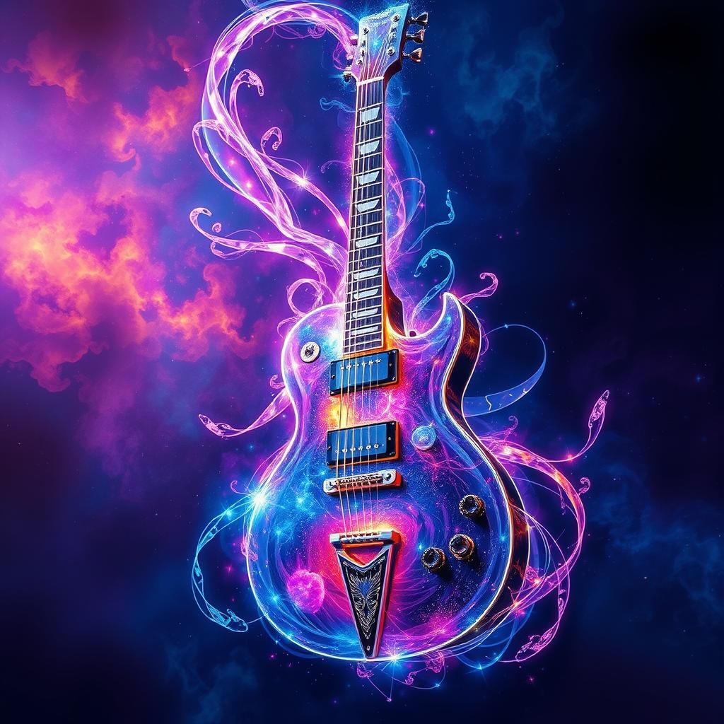Luminescent Energy Guitar in Maximalist Style