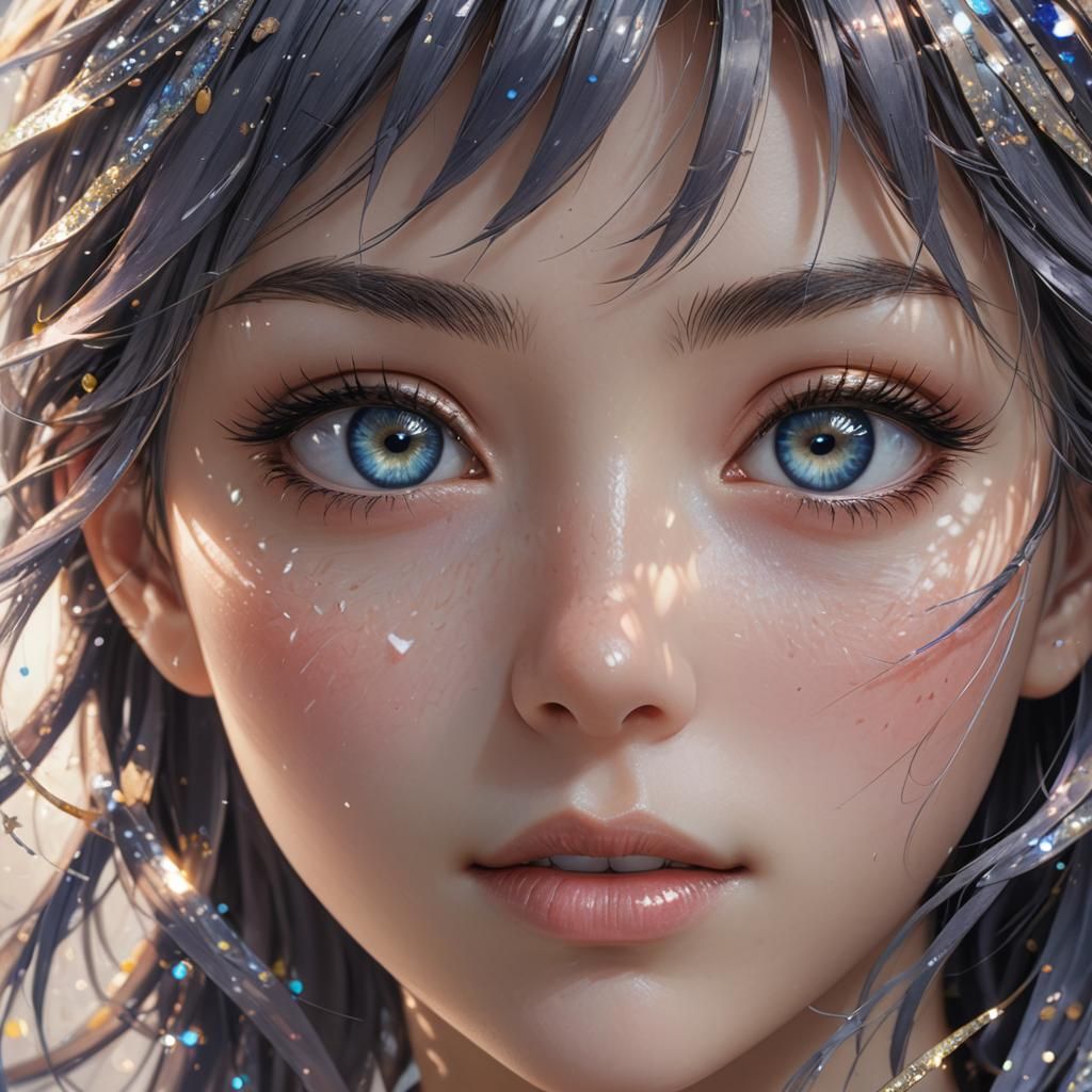 Anime Portrait of a Woman with Intense Gaze