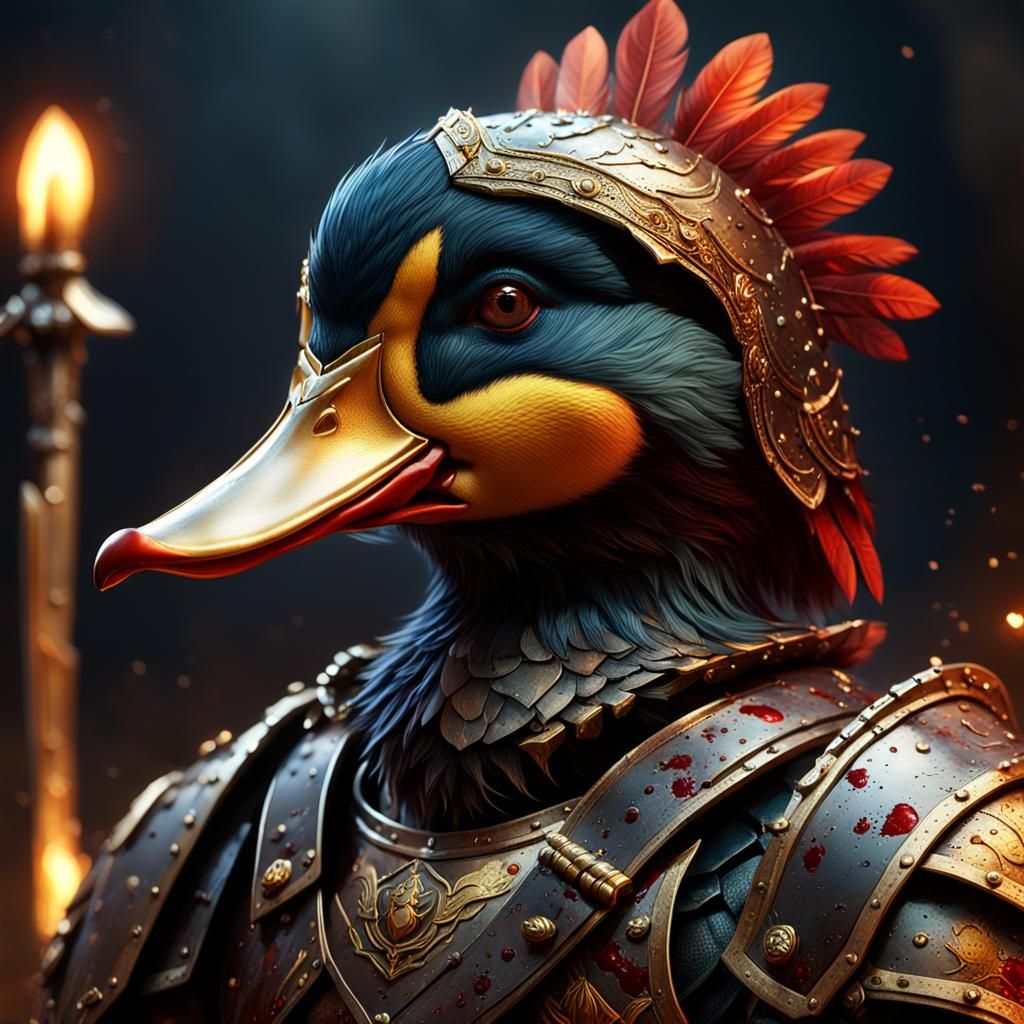 Armored Warrior Duck Concept Art in 8K