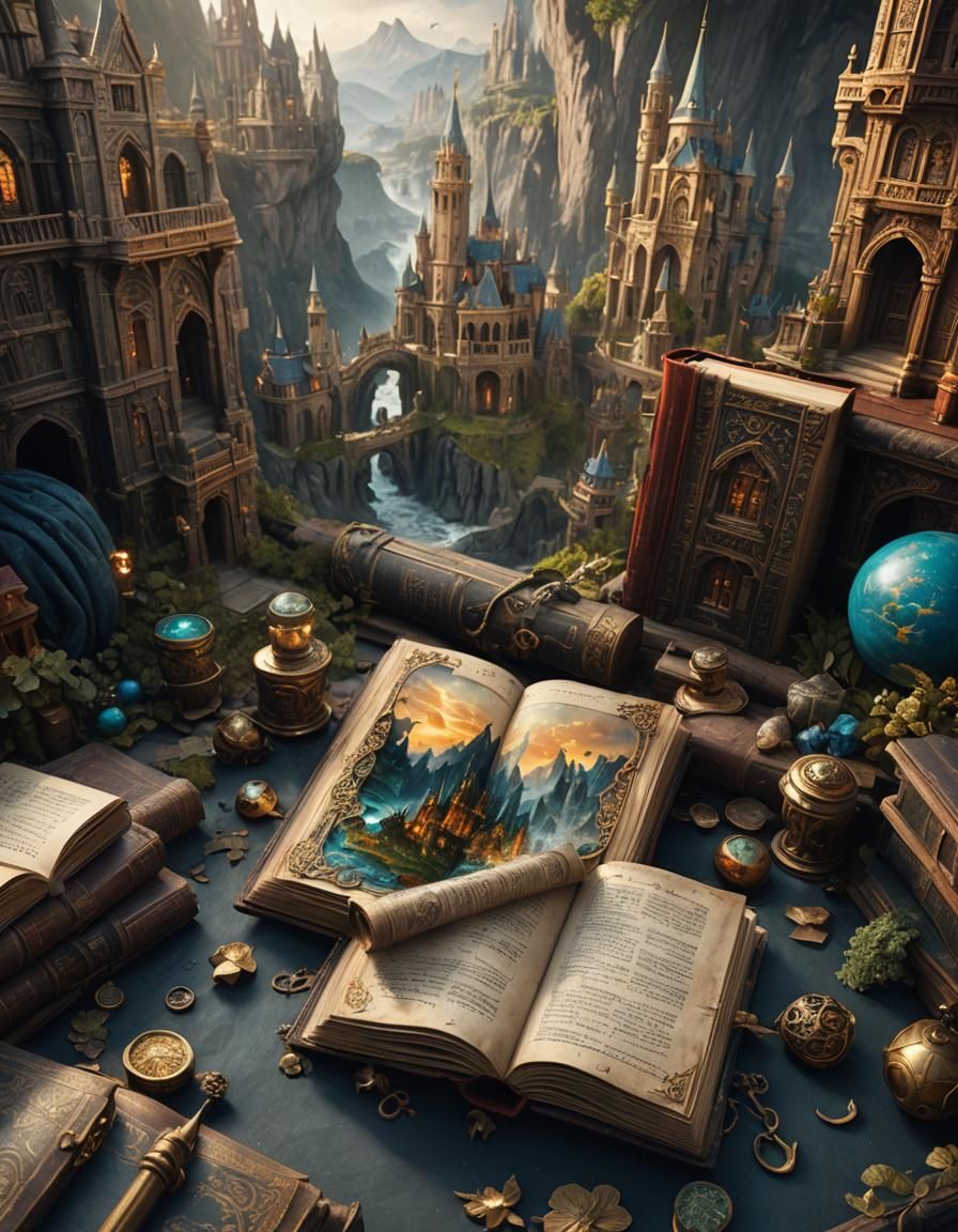 Fantastical Old Book in Detailed Matte Painting