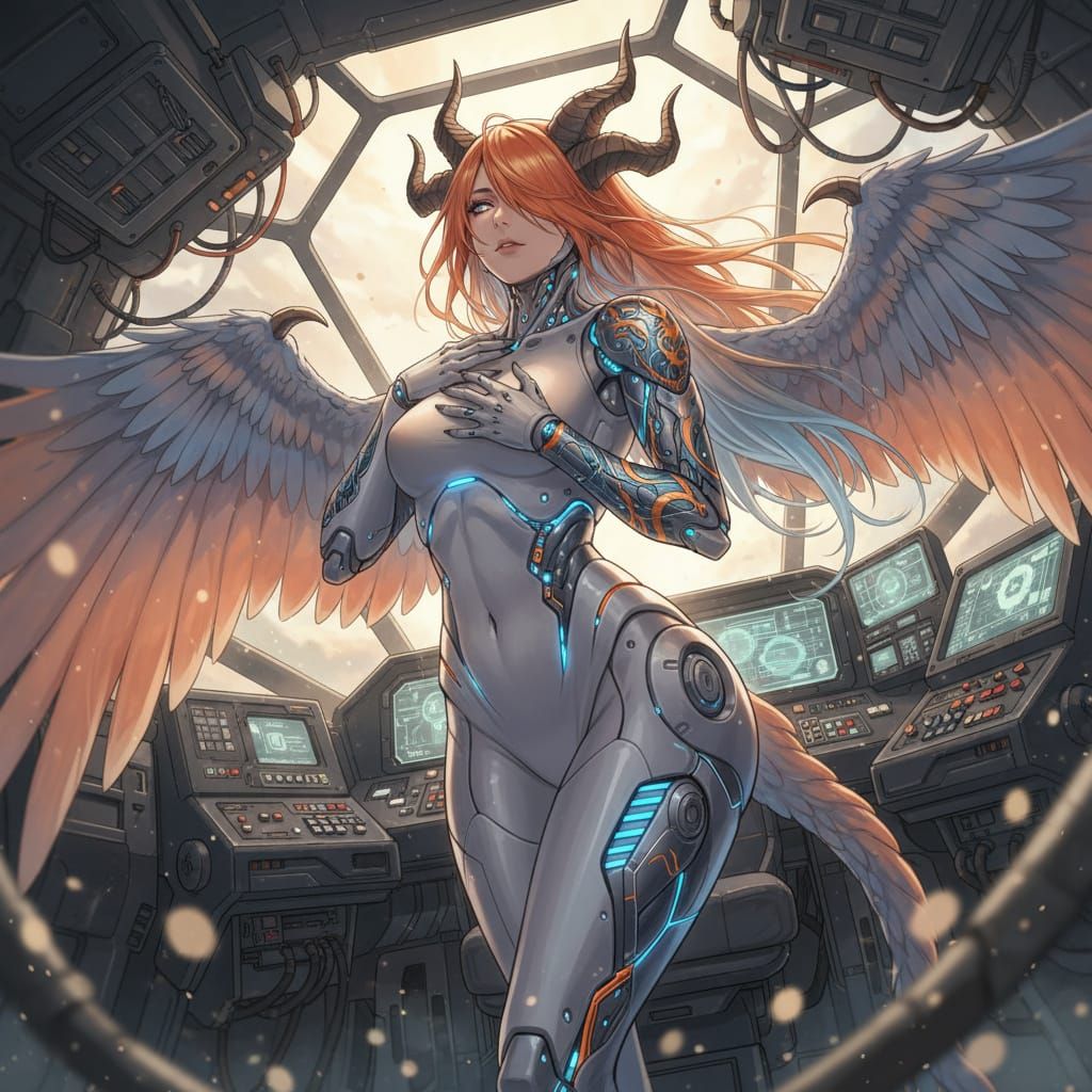 Dragon Girl in Mecha Cockpit: Manga Cover Art
