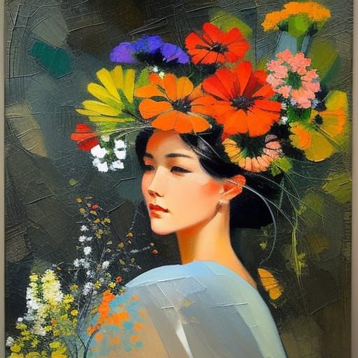 Metallic Flowers in Vase with Sparkling Lights