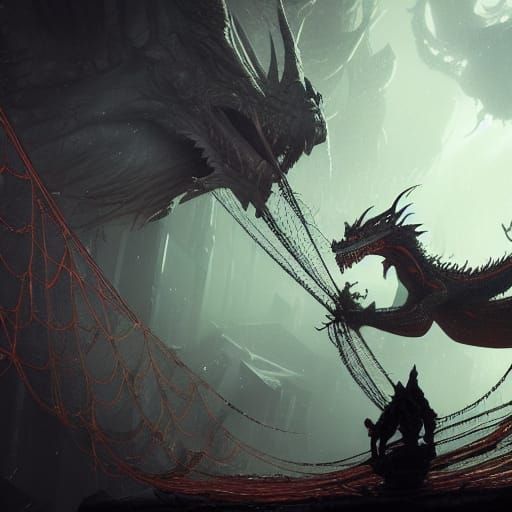 Dragon Entangled: Dark Fantasy Art in 8K